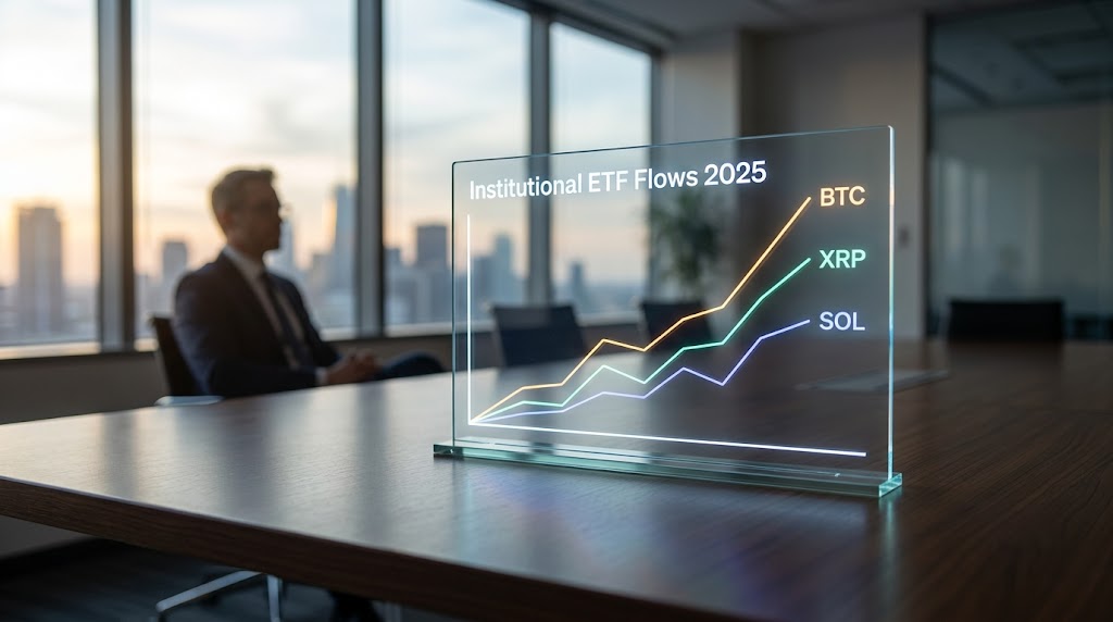 institutional investors crypto ETF flow chart bitcoin XRP solana 2025