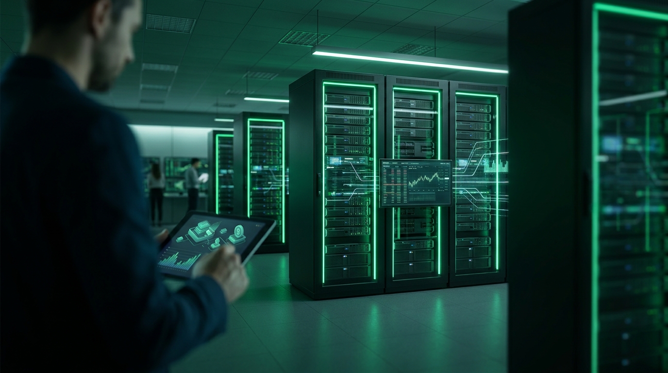 Bitcoin mining facility server racks