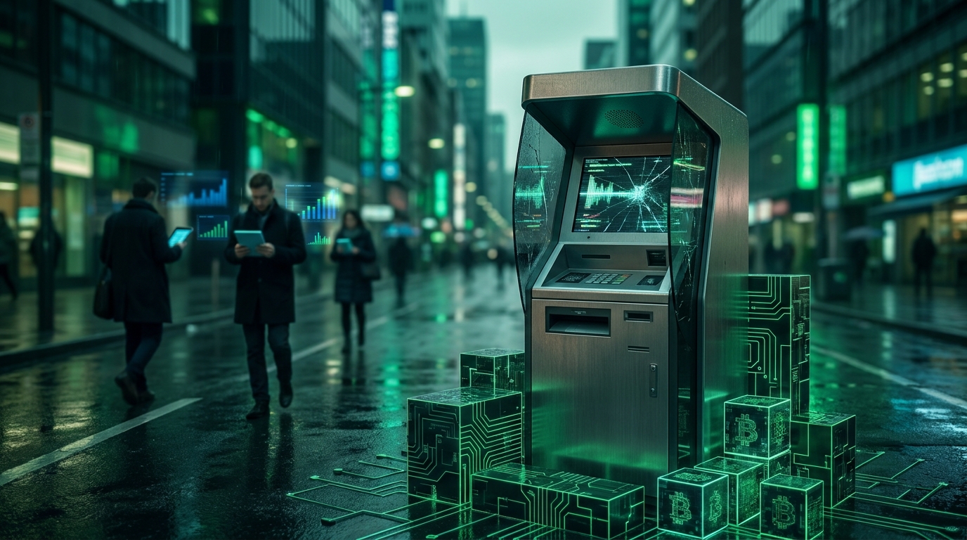 broken bitcoin ATM kiosk street