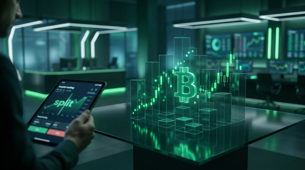 bitcoin stock chart split graphic