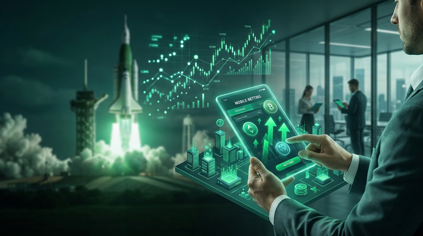 SpaceX rocket launching financial charts