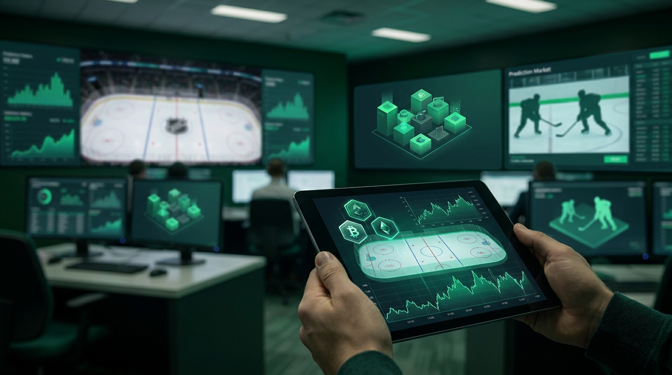 NHL ice rink prediction market screens
