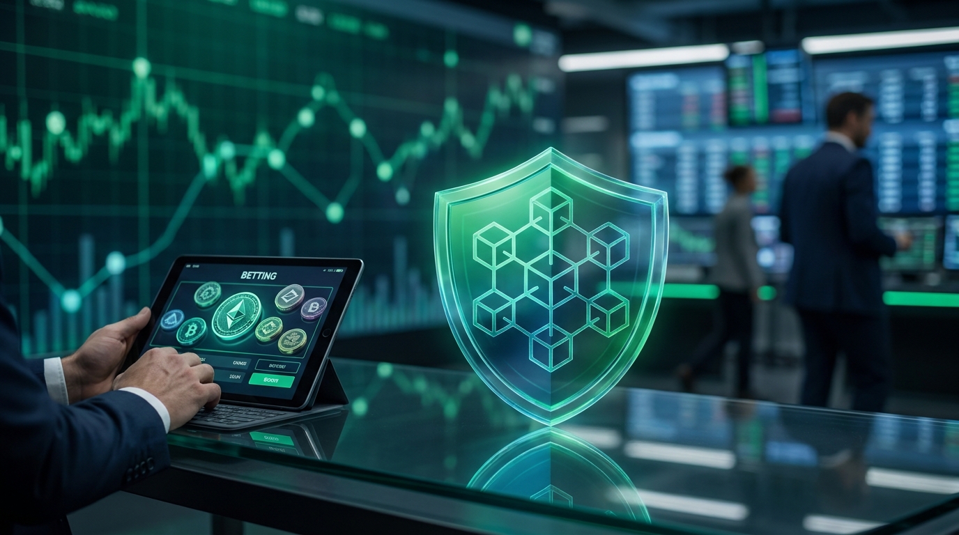 glowing crypto casino verification shield