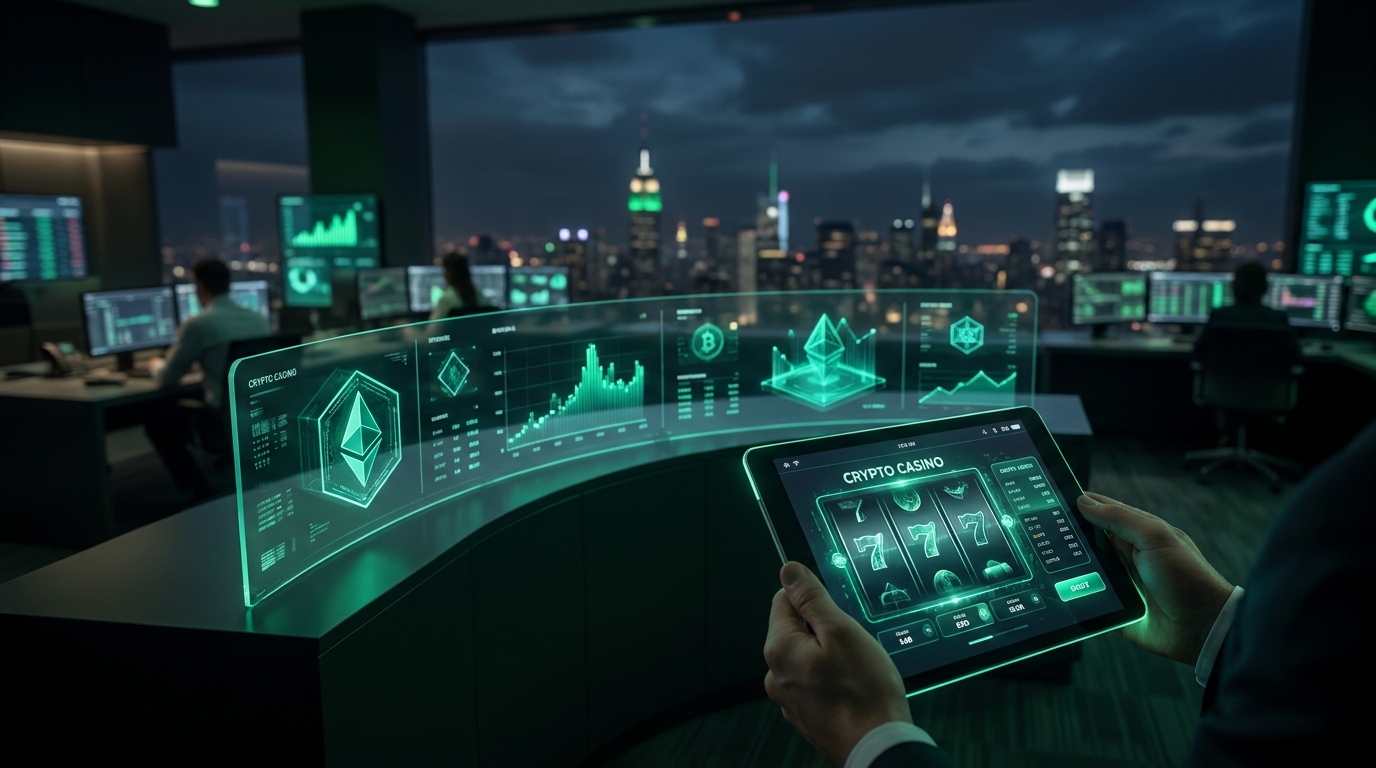 crypto casino slots glowing dashboard night