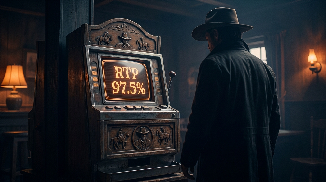 western outlaw slot machine glowing RTP display