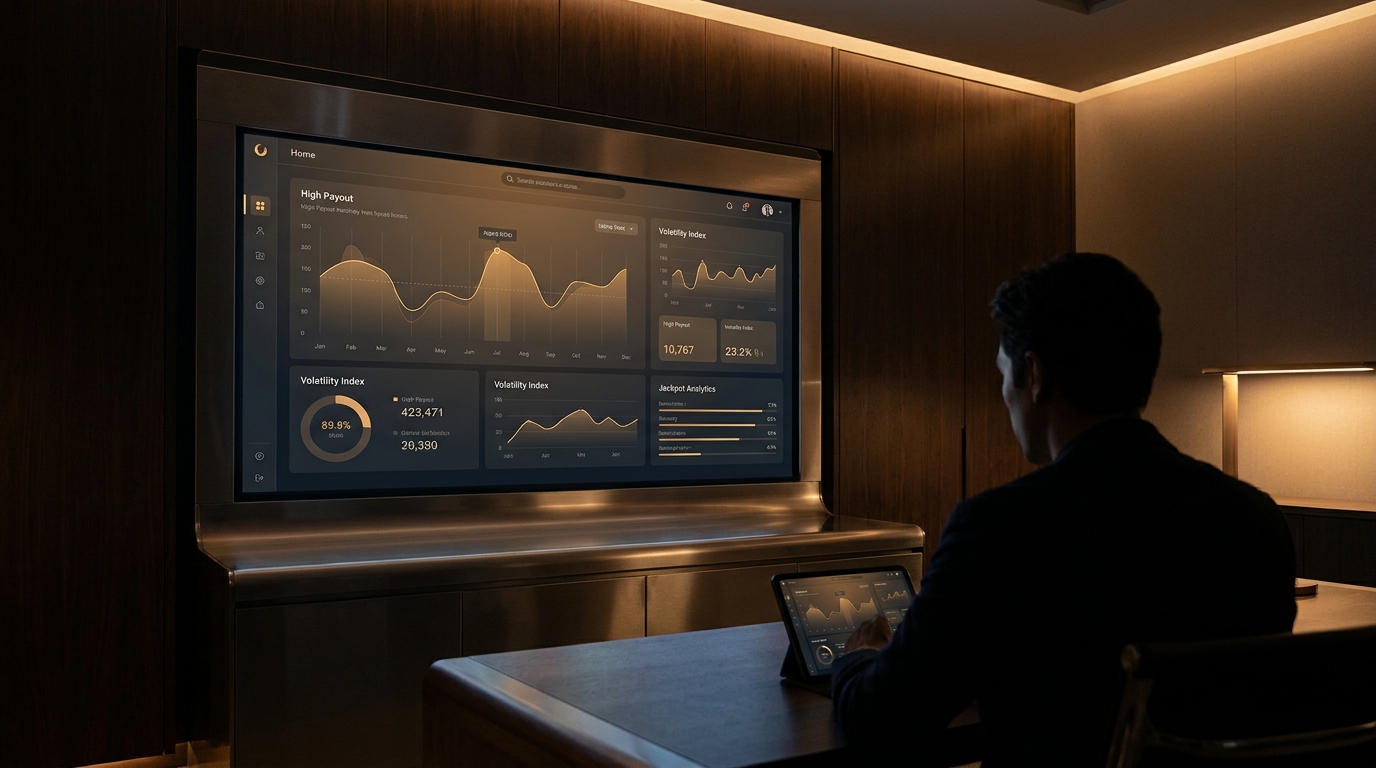 glowing slot machine high payout data dashboard