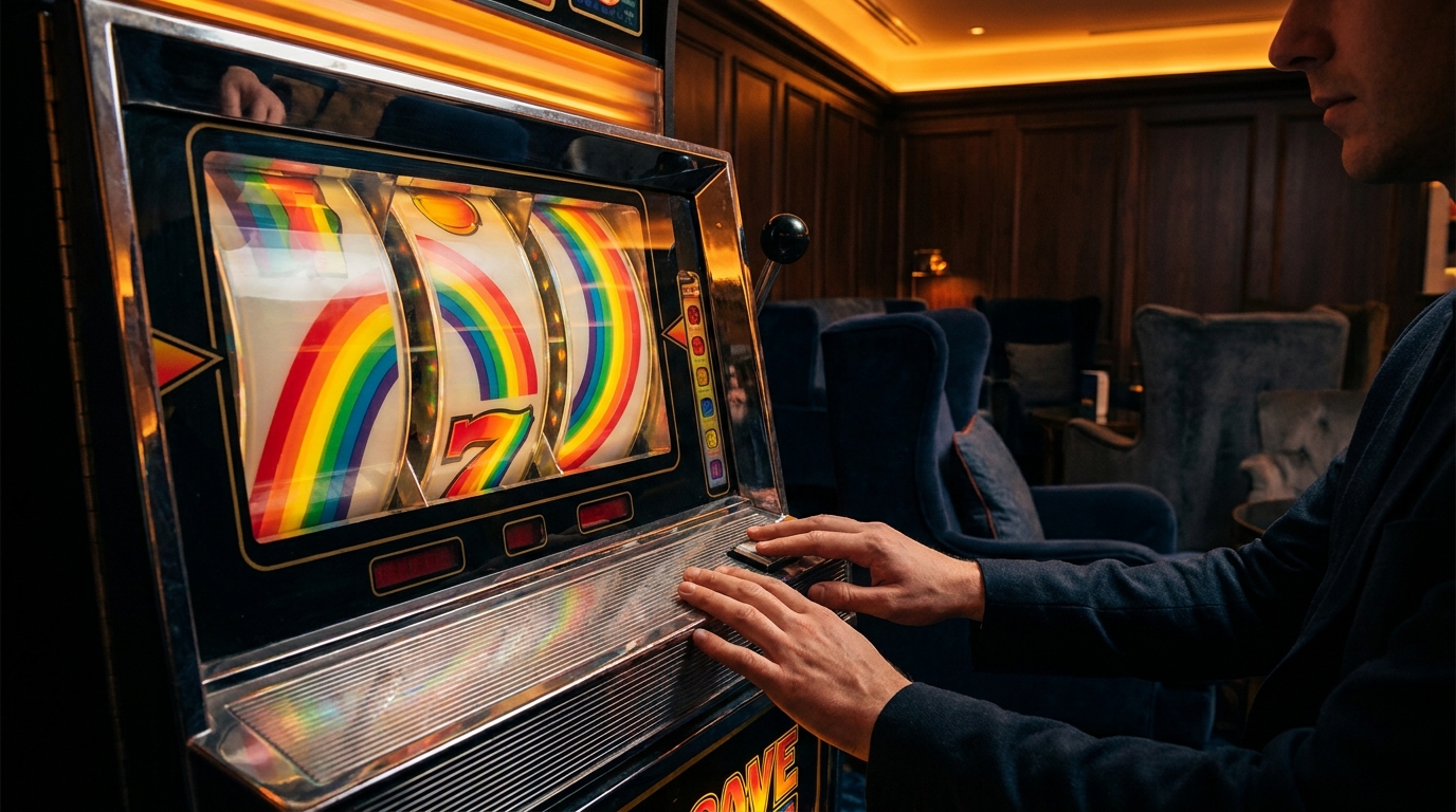 colorful double rainbow slot machine reels