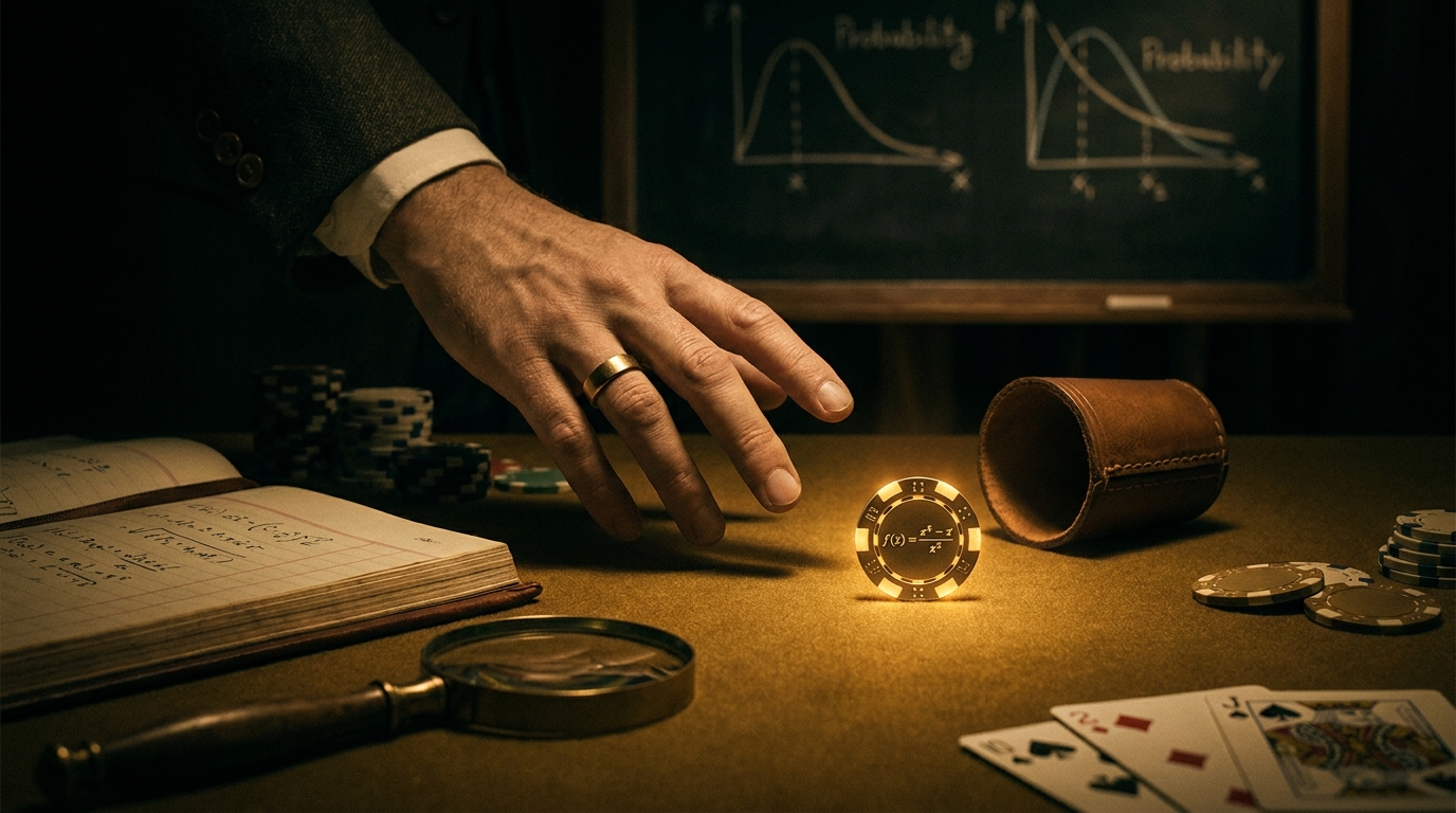 casino bonus chip mathematical formula glowing