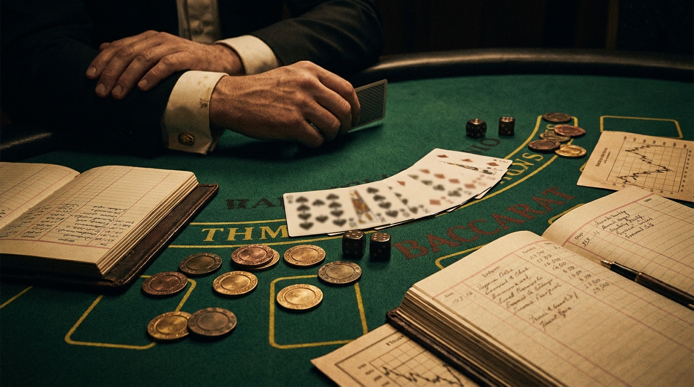 baccarat table cards chips close-up