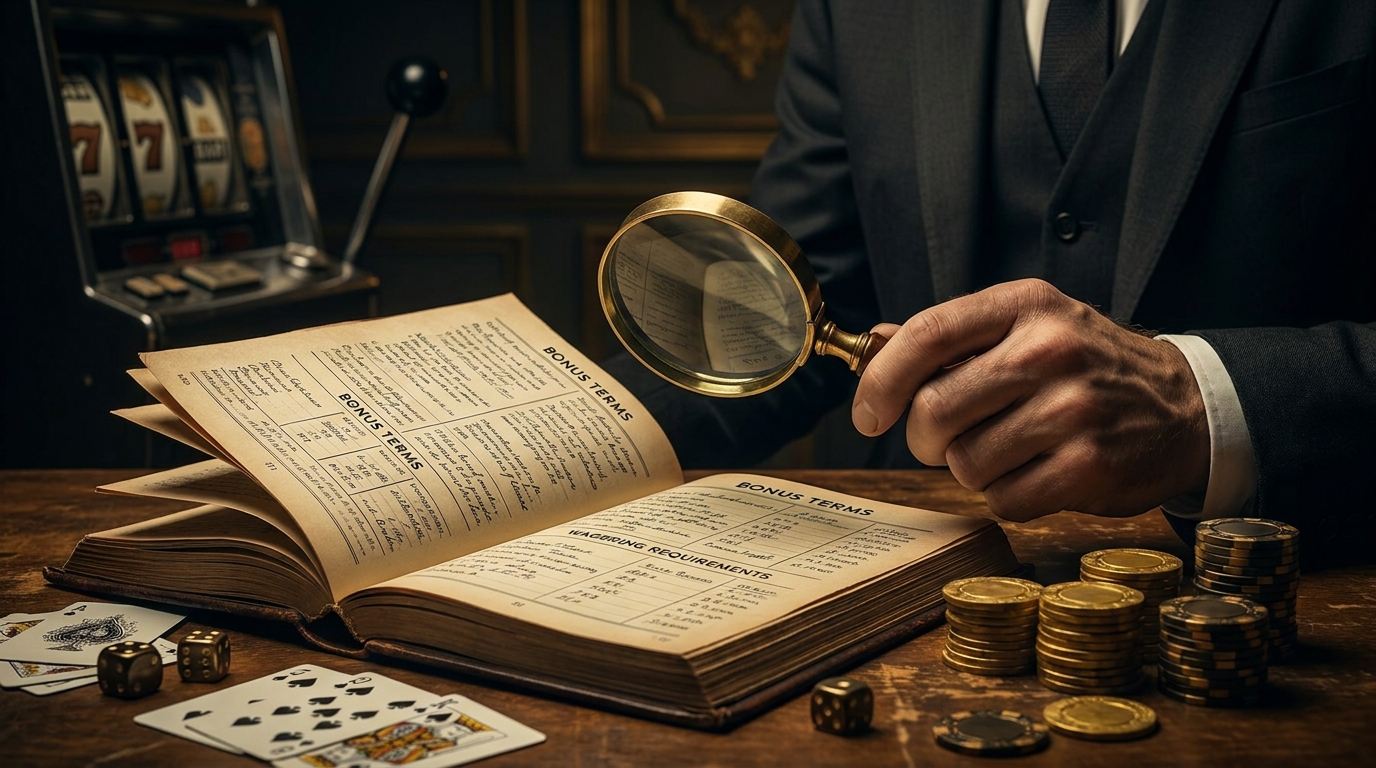 casino bonus terms magnifying glass slots